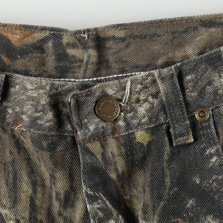 Wrangler Camouflage Pattern Realtree Camo Tapered Denim Pants, Men's Size W34 cotton Khaki type Vintage Second Hand