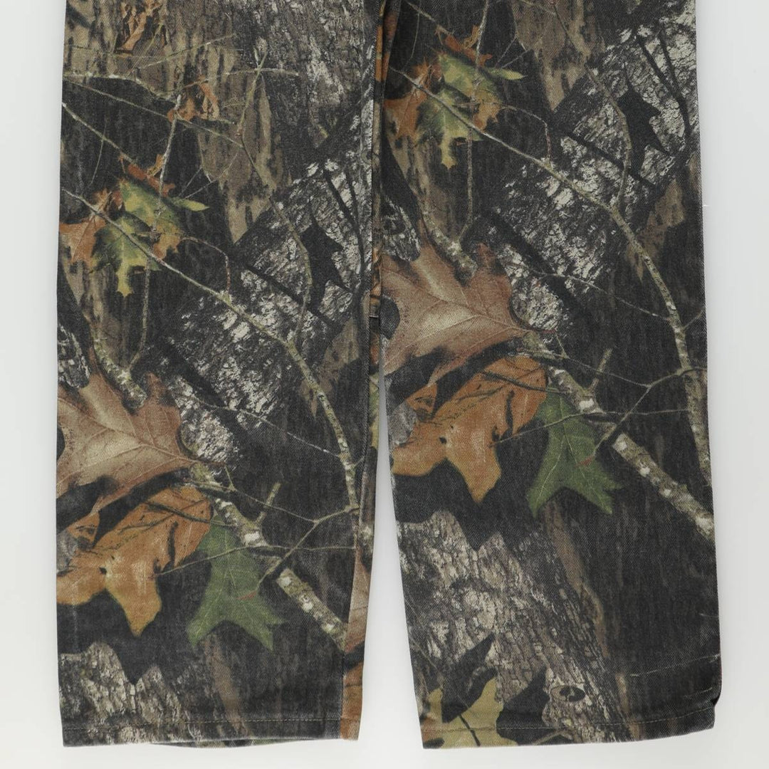 Wrangler Camouflage Pattern Realtree Camo Tapered Denim Pants, Men's Size W34 cotton Khaki type Vintage Second Hand