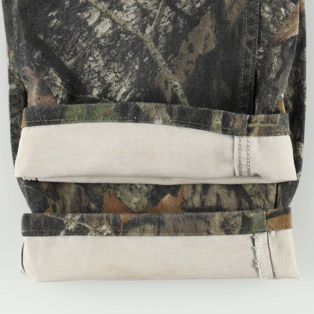 Wrangler Camouflage Pattern Realtree Camo Tapered Denim Pants, Men's Size W34 cotton Khaki type Vintage Second Hand