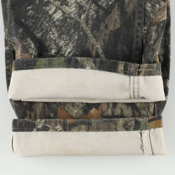 Wrangler Camouflage Pattern Realtree Camo Tapered Denim Pants, Men's Size W34 cotton Khaki type Vintage Second Hand