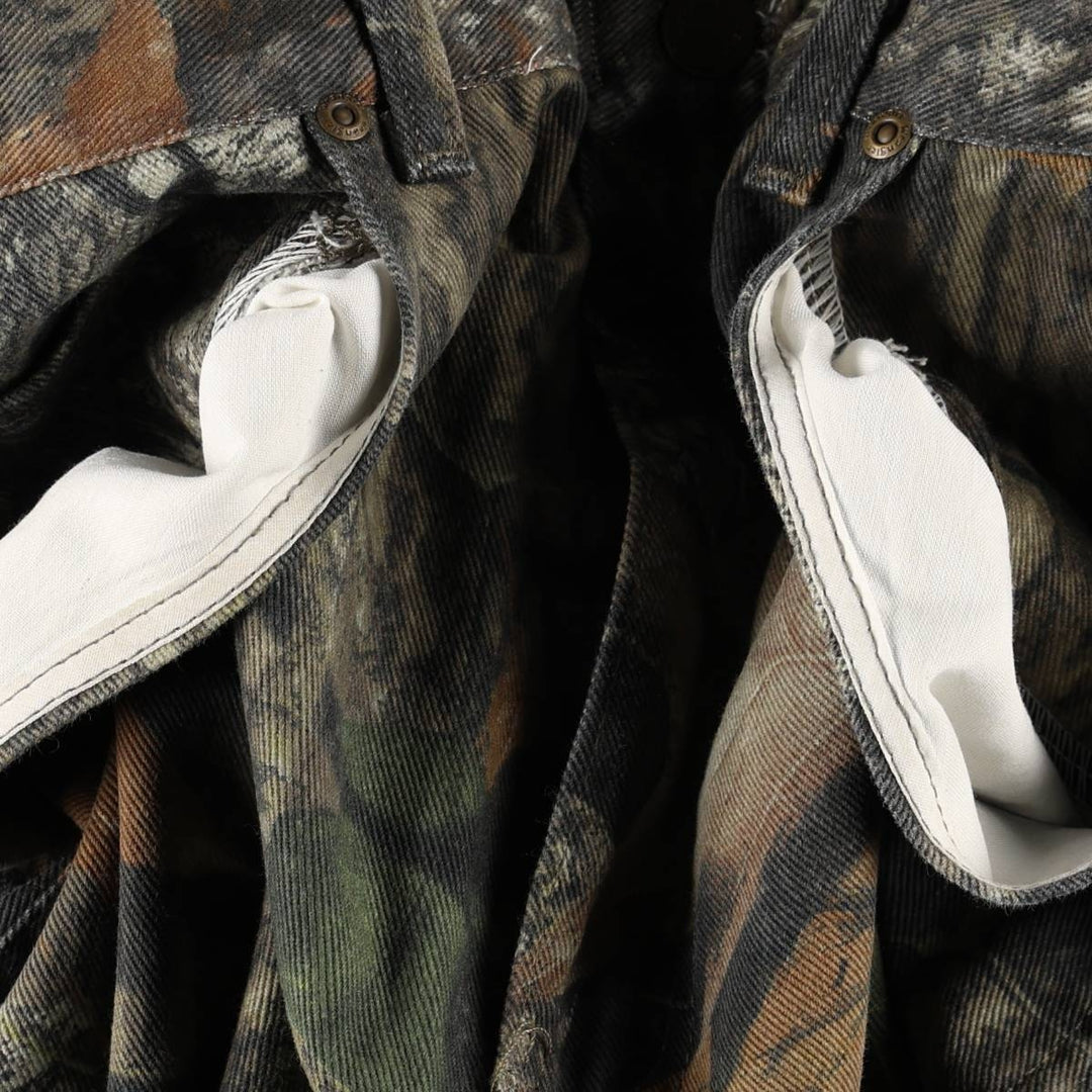 Wrangler Camouflage Pattern Realtree Camo Tapered Denim Pants, Men's Size W34 cotton Khaki type Vintage Second Hand
