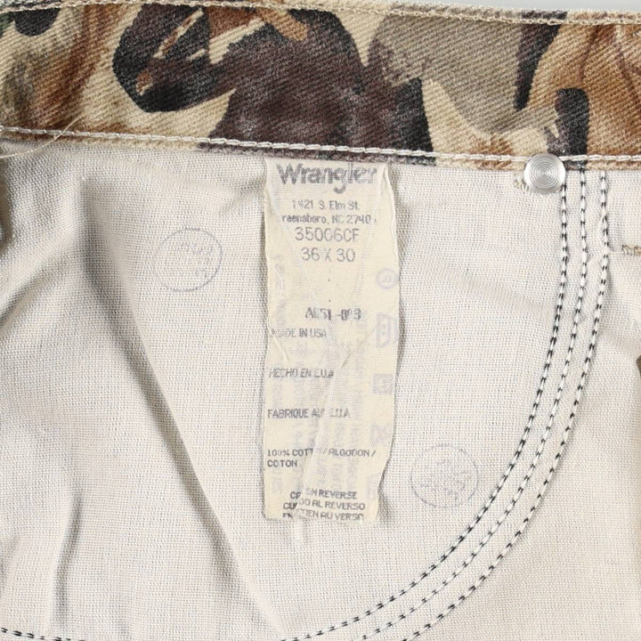Wrangler Camouflage Pattern RealTree Camo Tapered Denim Pants, Made in USA, Men's W35 (approx.) cotton brown type Vintage Second Hand