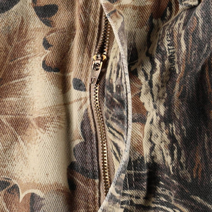 Wrangler Camouflage Pattern RealTree Camo Tapered Denim Pants, Made in USA, Men's W35 (approx.) cotton brown type Vintage Second Hand