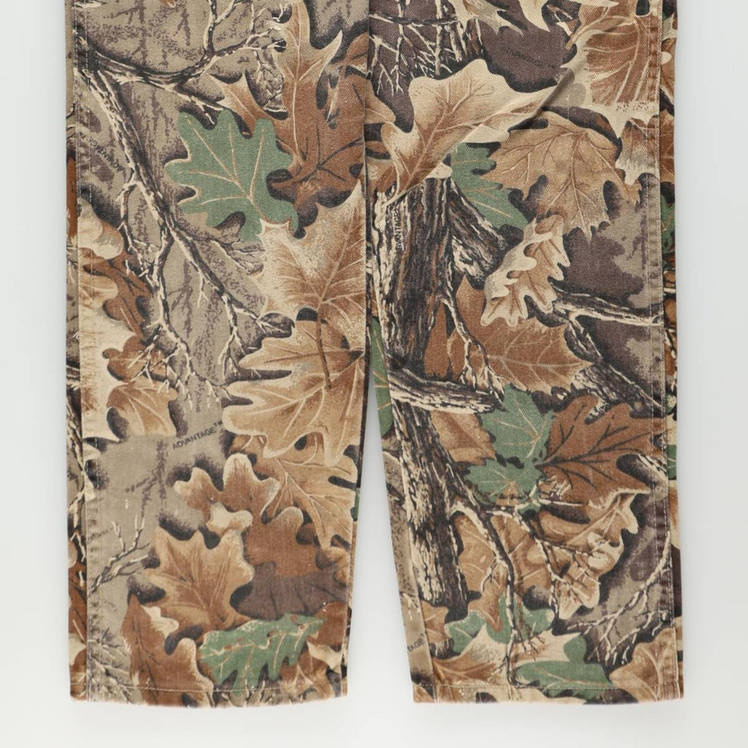 Wrangler Camouflage Pattern RealTree Camo Tapered Denim Pants, Made in USA, Men's W35 (approx.) cotton brown type Vintage Second Hand