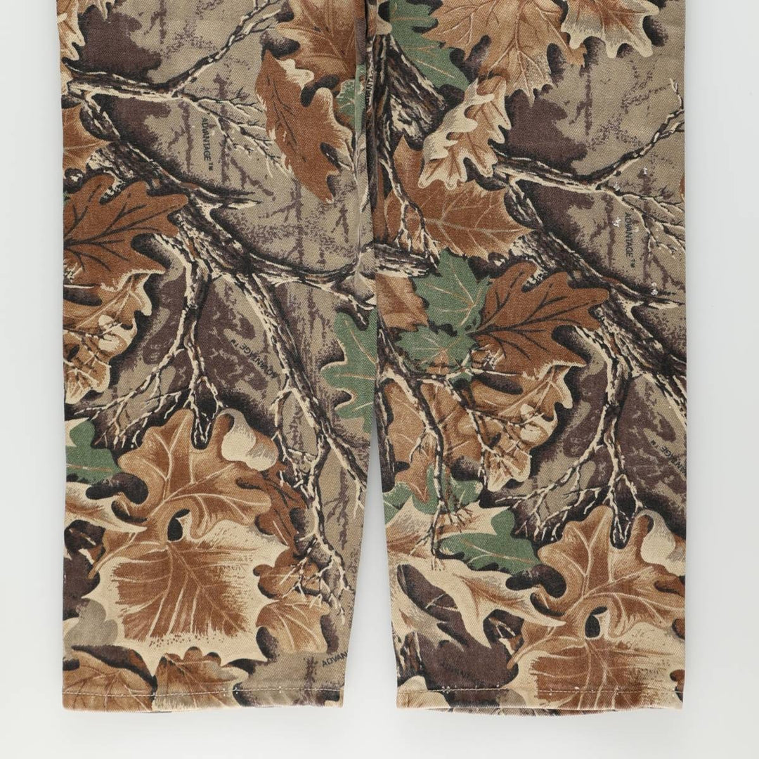 Wrangler Camouflage Pattern RealTree Camo Tapered Denim Pants, Made in USA, Men's W35 (approx.) cotton brown type Vintage Second Hand