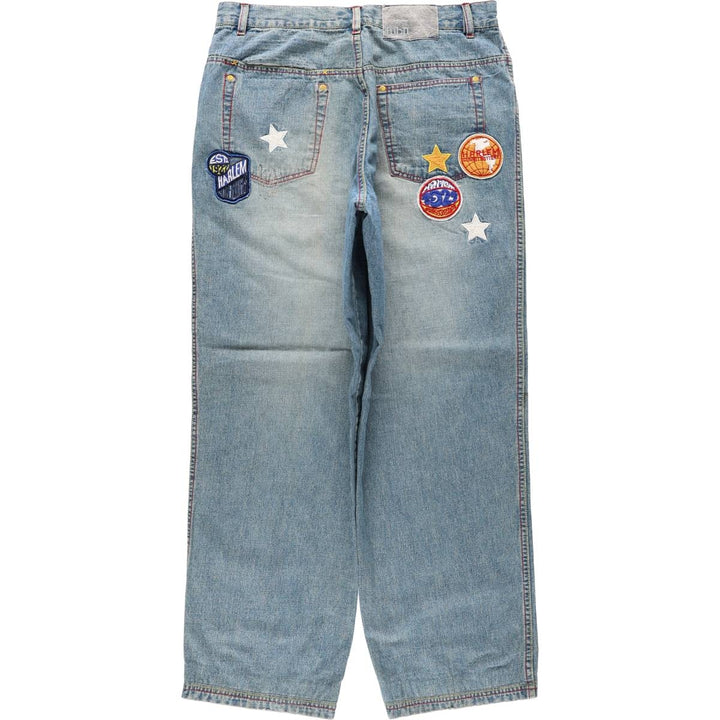 90s-00'S PLATINUM FUBU Harlem Globetrotters Tapered Denim Pants, Men's W36 (approx.), Vintage cotton blue type Vintage Second Hand