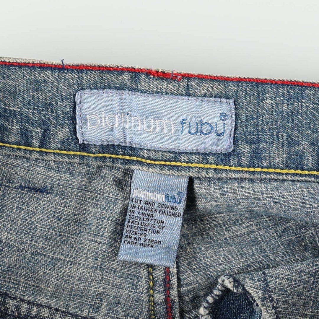 90s-00'S PLATINUM FUBU Harlem Globetrotters Tapered Denim Pants, Men's W36 (approx.), Vintage cotton blue type Vintage Second Hand