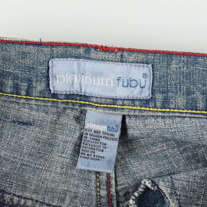 90s-00'S PLATINUM FUBU Harlem Globetrotters Tapered Denim Pants, Men's W36 (approx.), Vintage cotton blue type Vintage Second Hand