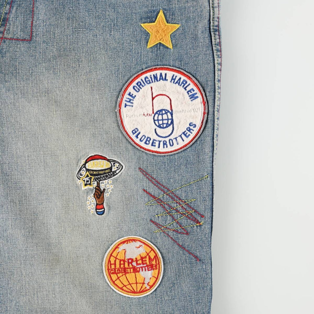 90s-00'S PLATINUM FUBU Harlem Globetrotters Tapered Denim Pants, Men's W36 (approx.), Vintage cotton blue type Vintage Second Hand