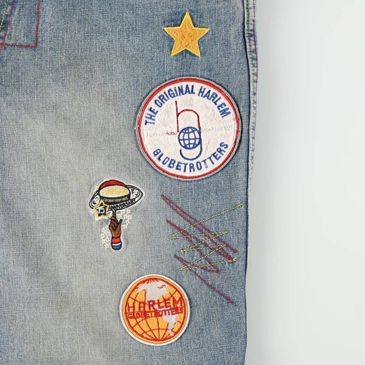 90s-00'S PLATINUM FUBU Harlem Globetrotters Tapered Denim Pants, Men's W36 (approx.), Vintage cotton blue type Vintage Second Hand