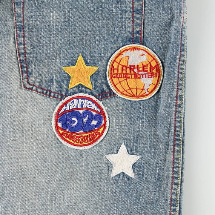 90s-00'S PLATINUM FUBU Harlem Globetrotters Tapered Denim Pants, Men's W36 (approx.), Vintage cotton blue type Vintage Second Hand