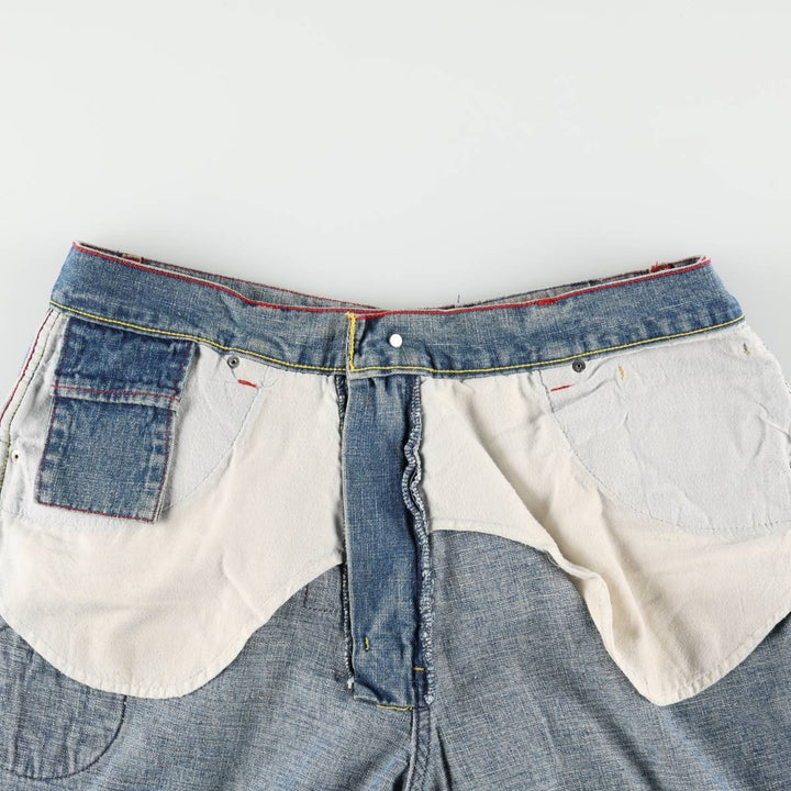 90s-00'S PLATINUM FUBU Harlem Globetrotters Tapered Denim Pants, Men's W36 (approx.), Vintage cotton blue type Vintage Second Hand