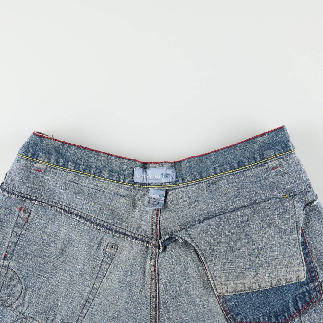 90s-00'S PLATINUM FUBU Harlem Globetrotters Tapered Denim Pants, Men's W36 (approx.), Vintage cotton blue type Vintage Second Hand
