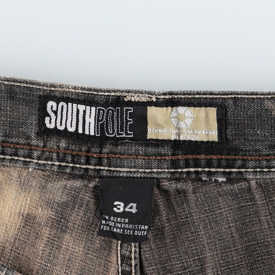 South Pole Black Denim Tapered Denim Pants, Men's Size W36 (approx.) cotton Charcoal Vintage Second Hand
