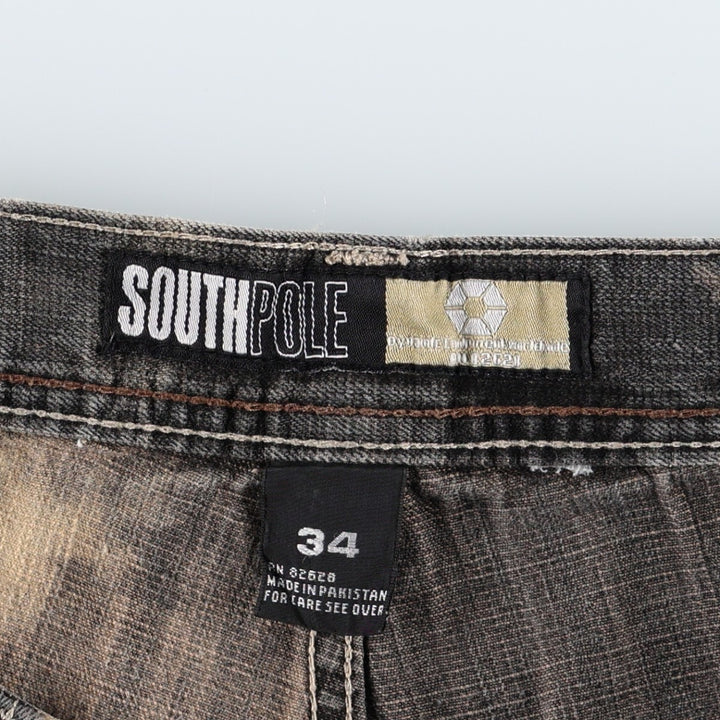 South Pole Black Denim Tapered Denim Pants, Men's Size W36 (approx.) cotton Charcoal Vintage Second Hand