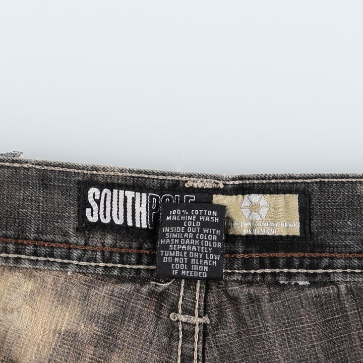 South Pole Black Denim Tapered Denim Pants, Men's Size W36 (approx.) cotton Charcoal Vintage Second Hand