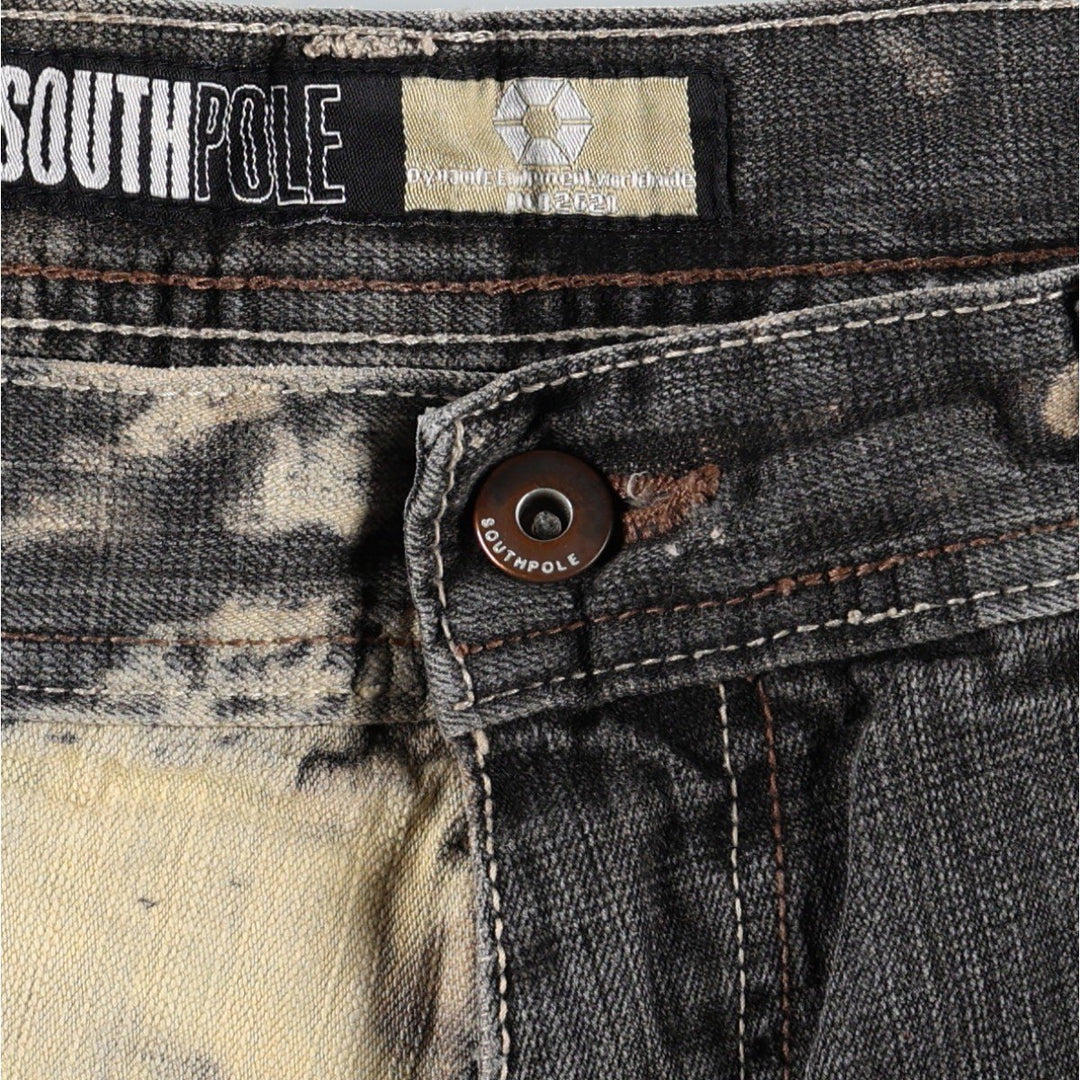 South Pole Black Denim Tapered Denim Pants, Men's Size W36 (approx.) cotton Charcoal Vintage Second Hand