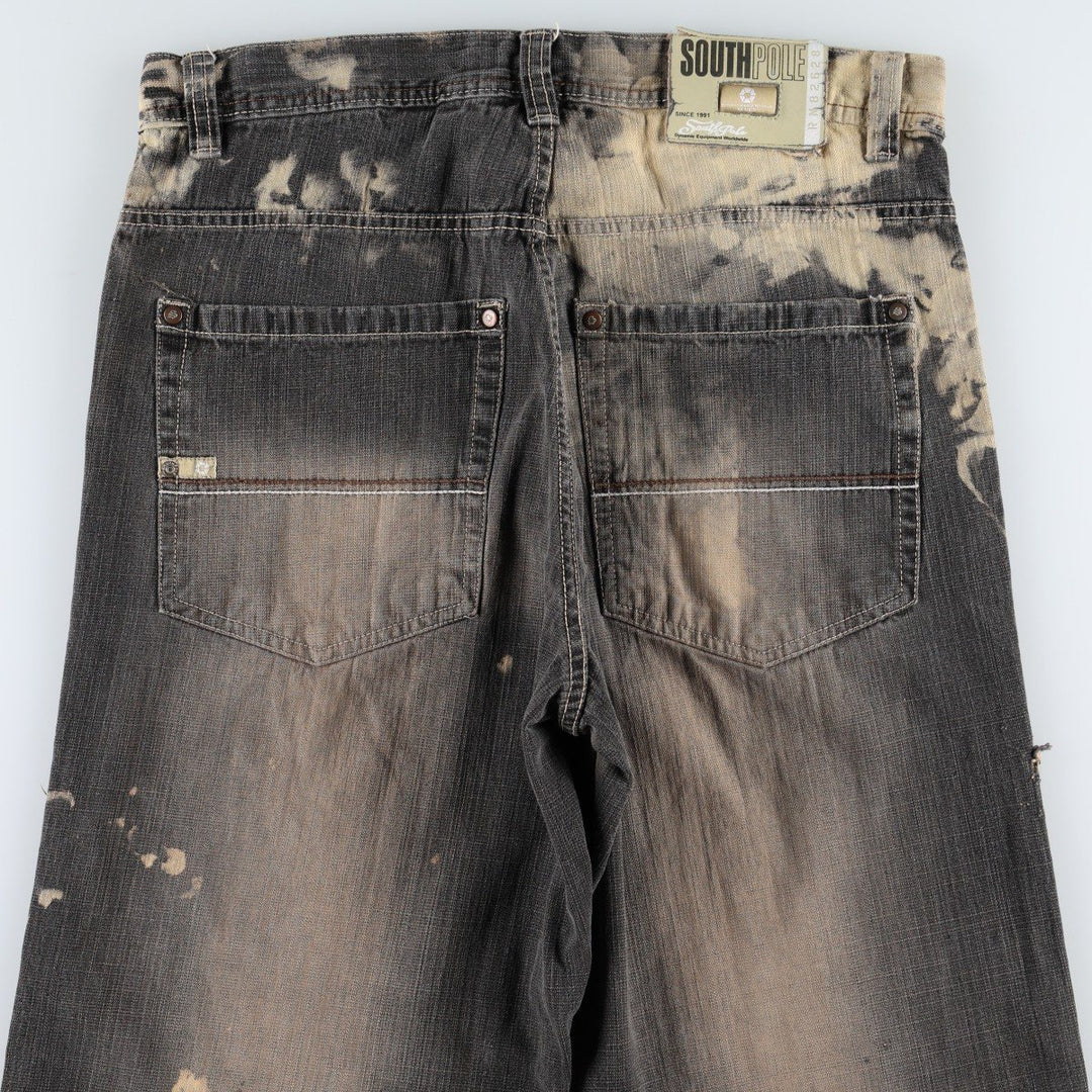 South Pole Black Denim Tapered Denim Pants, Men's Size W36 (approx.) cotton Charcoal Vintage Second Hand