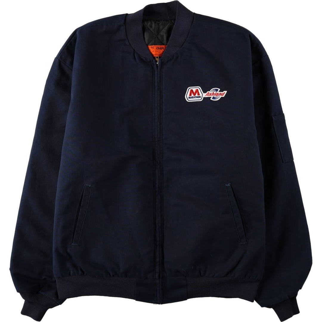 CINTAS Padded Work Jacket, Made in USA, Men's XL (approx.), Vintage Style polyester navy blue type Vintage Second Hand