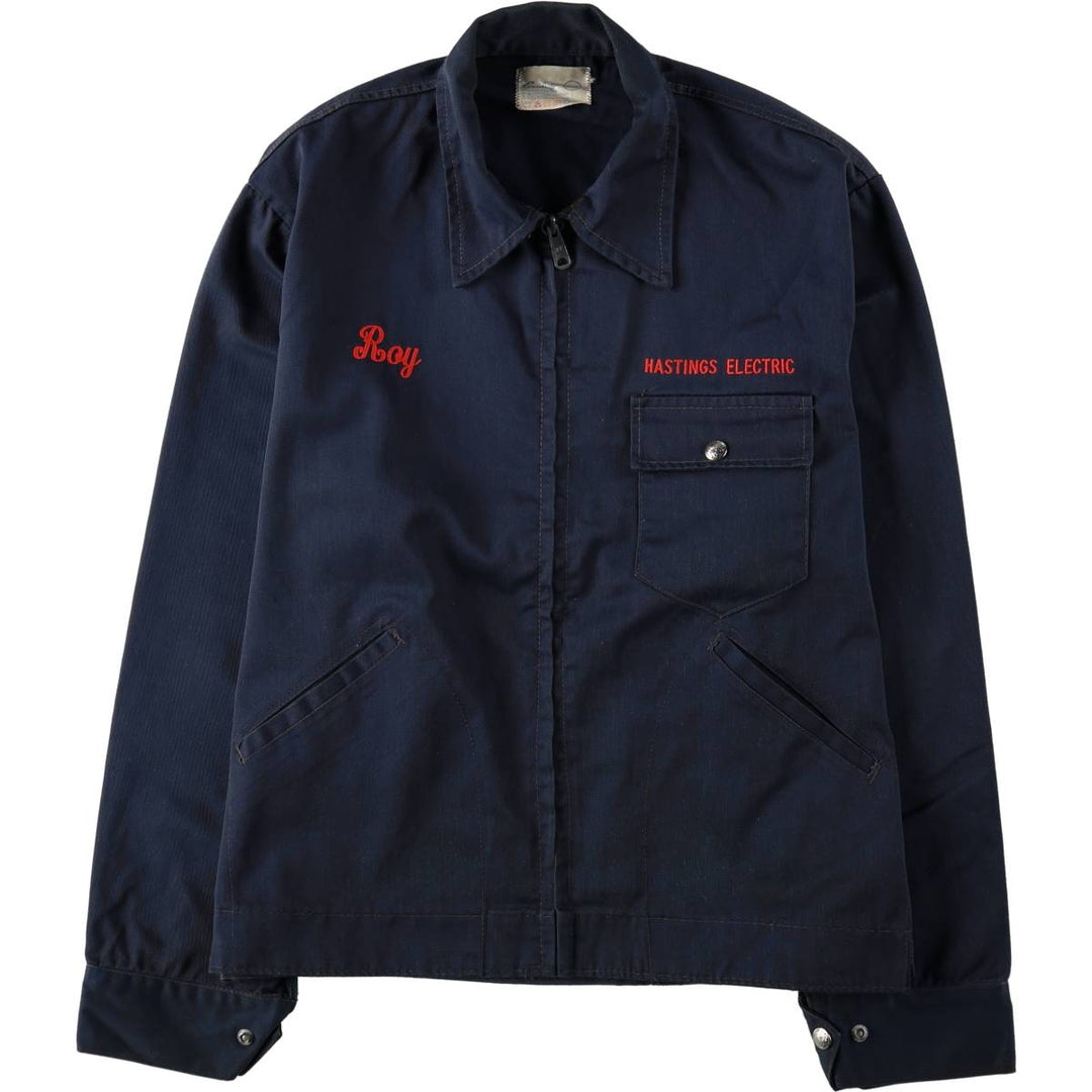1970'S Cambridge Work Jacket, Made in Canada, Men's Size M (approx.), Vintage polyester navy blue type Vintage Second Hand