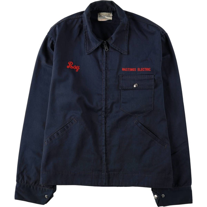 1970'S Cambridge Work Jacket, Made in Canada, Men's Size M (approx.), Vintage polyester navy blue type Vintage Second Hand