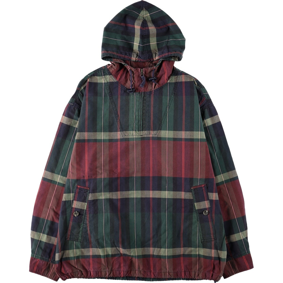 2000'S Eddie Bauer Madras Check Anorak Parka, Men's Size M (approx.) cotton green type Vintage Second Hand