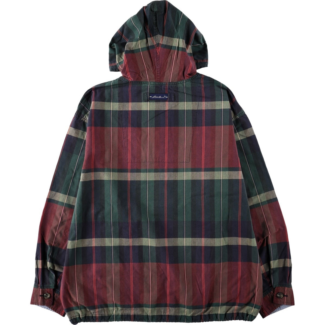 2000'S Eddie Bauer Madras Check Anorak Parka, Men's Size M (approx.) cotton green type Vintage Second Hand