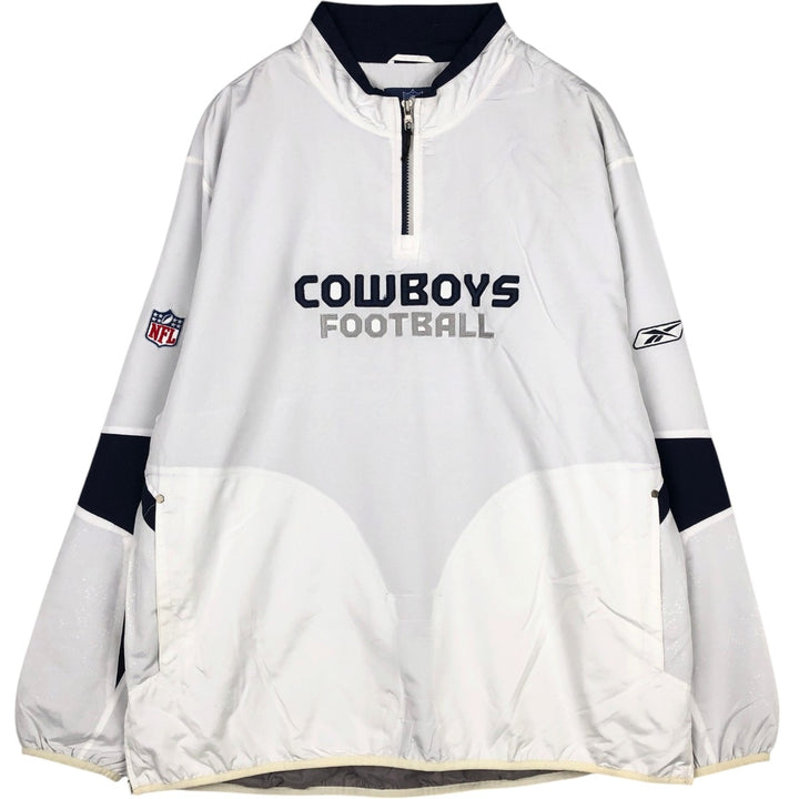 Reebok NFL Dallas Cowboys Half-Zip Warm-Up Pullover (Men's XL equivalent) polyester white type Vintage Second Hand