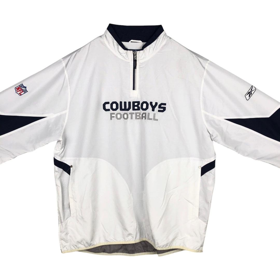 Reebok NFL Dallas Cowboys Half-Zip Warm-Up Pullover (Men's XL equivalent) polyester white type Vintage Second Hand