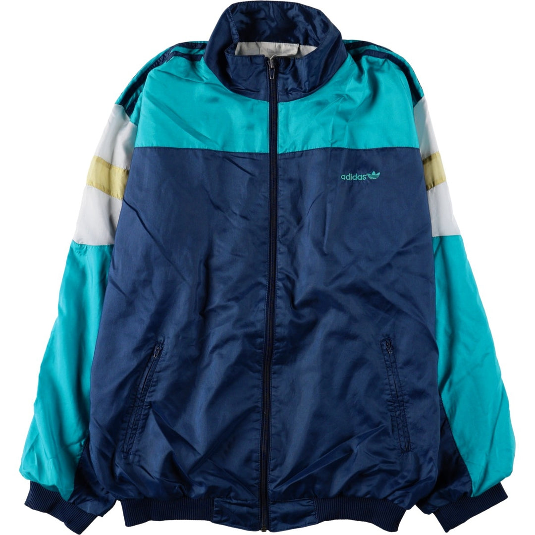 80'S Adidas nylon jacket, men's XL size, vintage Nylon navy blue type Vintage Second Hand