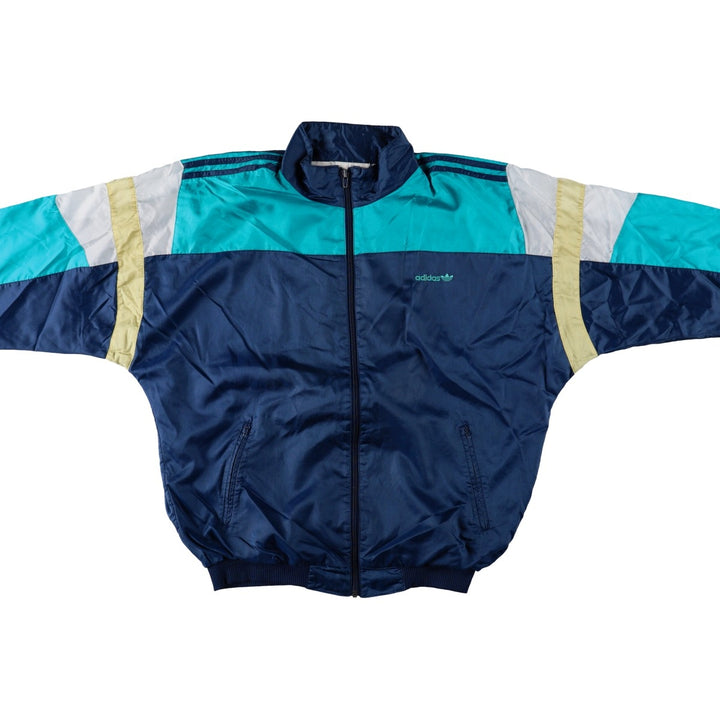 80'S Adidas nylon jacket, men's XL size, vintage Nylon navy blue type Vintage Second Hand