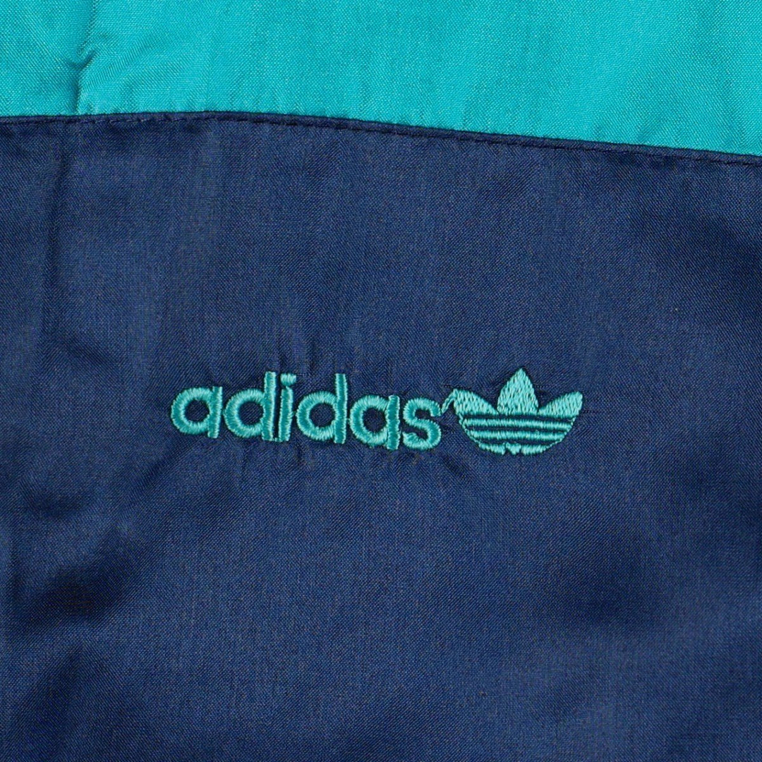 80'S Adidas nylon jacket, men's XL size, vintage Nylon navy blue type Vintage Second Hand