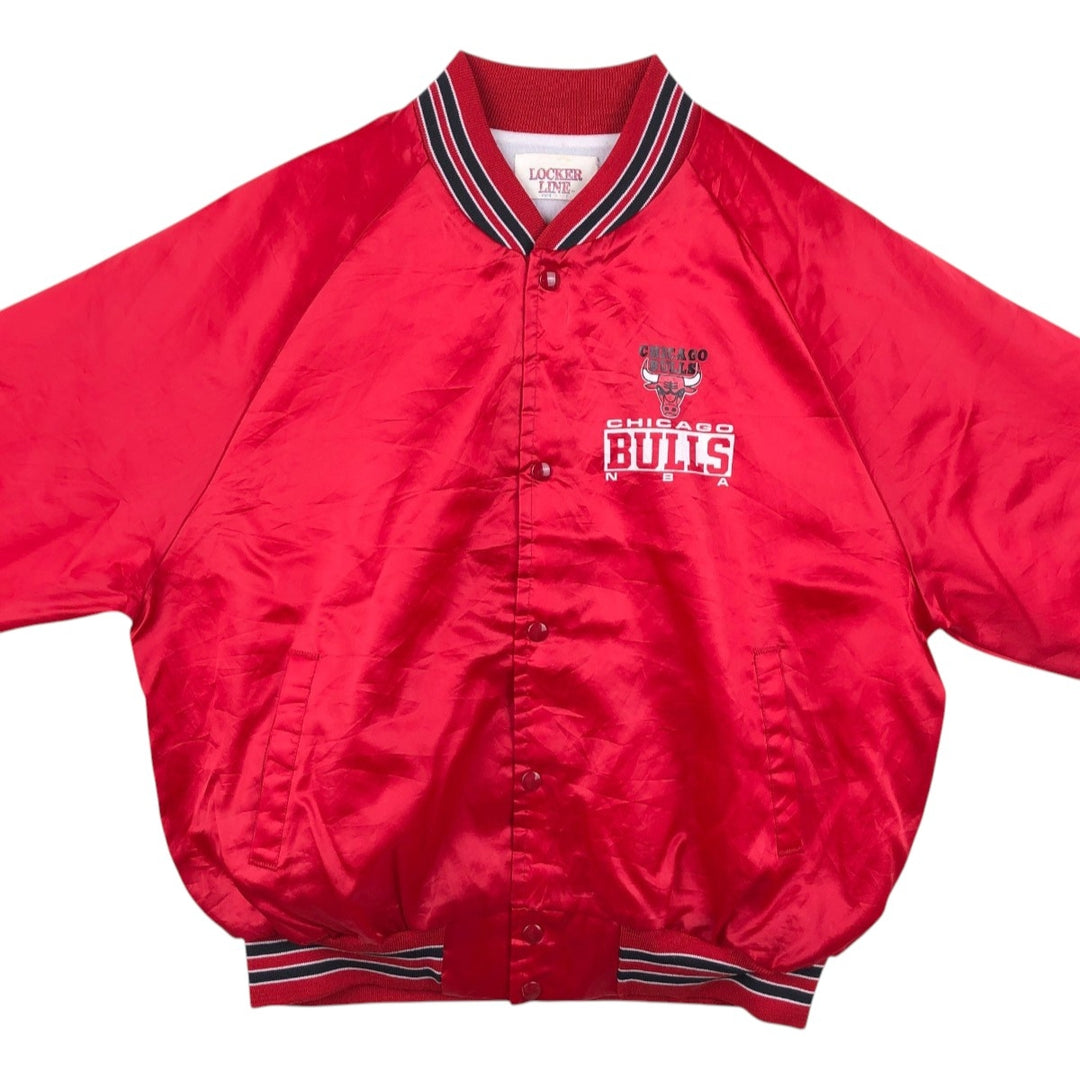LOCKER LINE NBA CHICAGOBULLS Nylon Blouson, Made in USA, Men's XL equivalent, Vintage. Nylon red type Vintage Second Hand