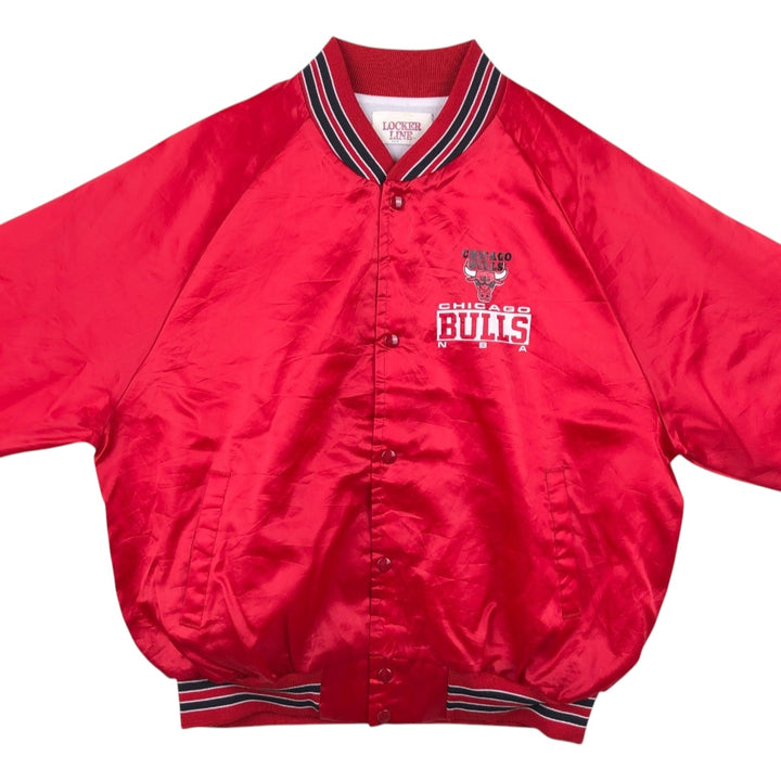 LOCKER LINE NBA CHICAGOBULLS Nylon Blouson, Made in USA, Men's XL equivalent, Vintage. Nylon red type Vintage Second Hand