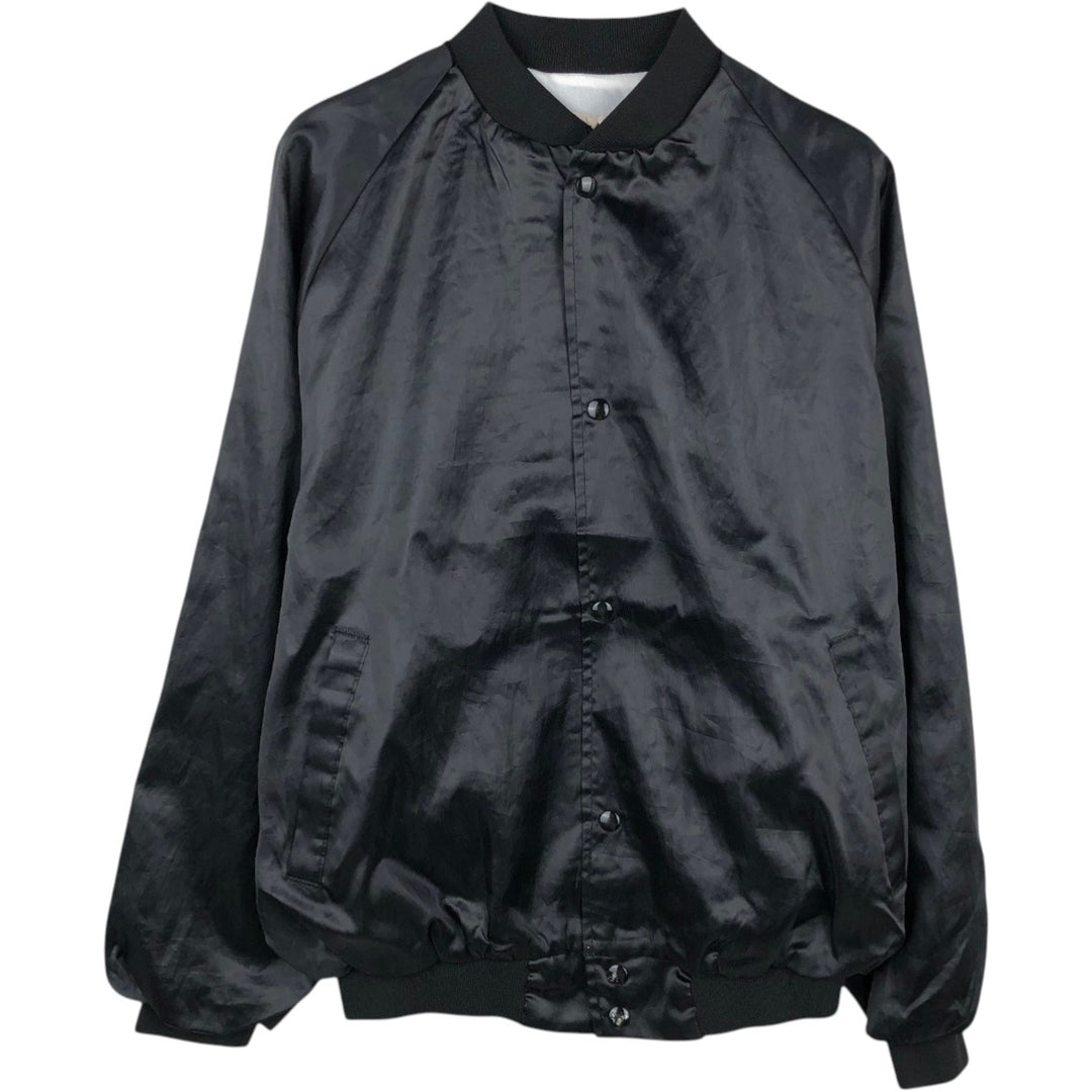 80s-90'S WESTARK Varsity Jacket/Award Jacket, Made in USA, Men's XL equivalent, Vintage Nylon black type Vintage Second Hand