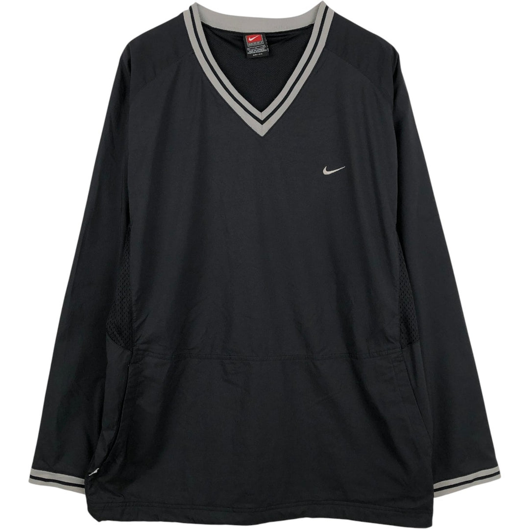 ~2000'S Nike Team Dri-FIT V-neck Warm-up Pullover, Men's Size L (approx.) polyester black type Vintage Second Hand