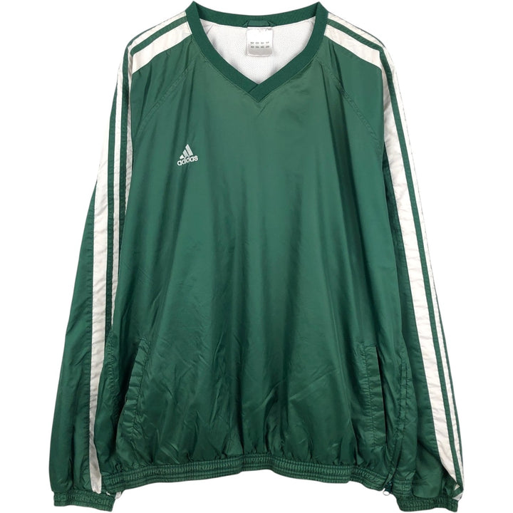 2000'S Adidas V-neck nylon pullover, men's size XXL equivalent. Nylon green type Vintage Second Hand