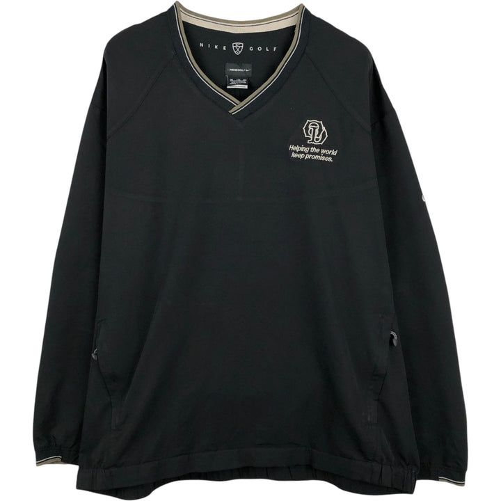 Nike Golf ODFL Advertising V-Neck Warm-Up Pullover (Men's XXL equivalent) polyester black type Vintage Second Hand