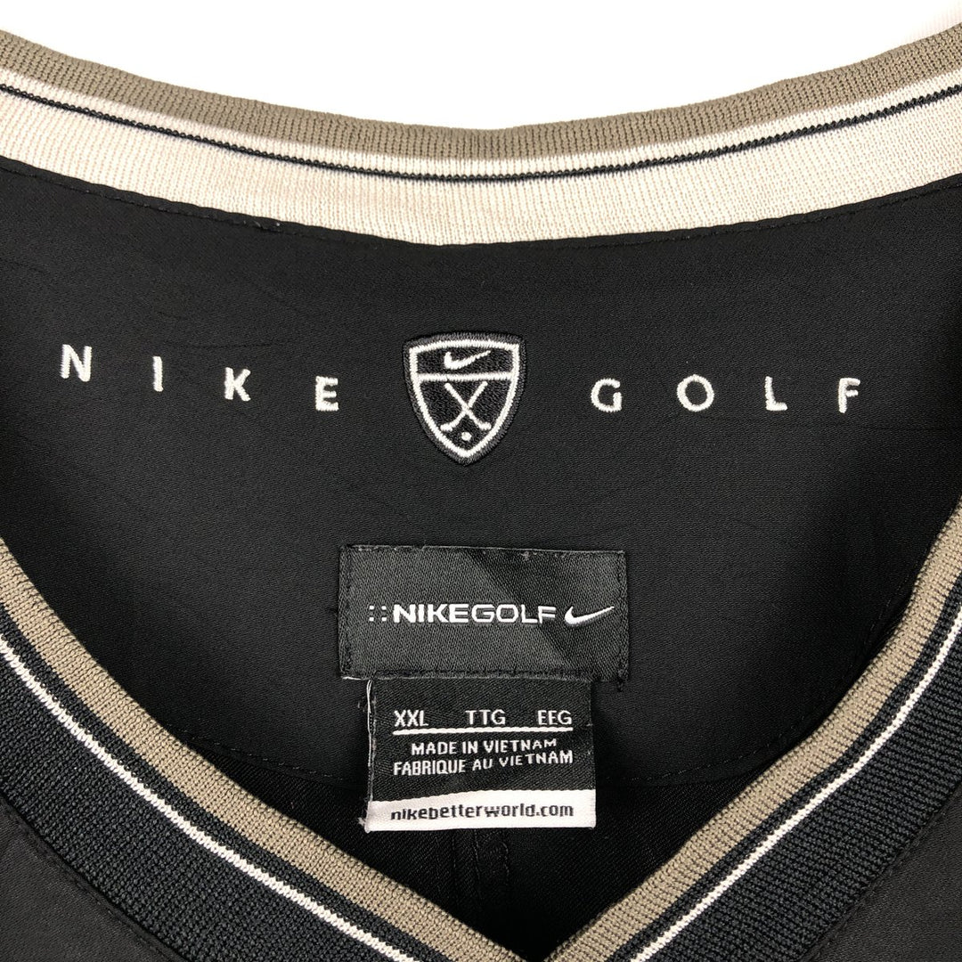 Nike Golf ODFL Advertising V-Neck Warm-Up Pullover (Men's XXL equivalent) polyester black type Vintage Second Hand