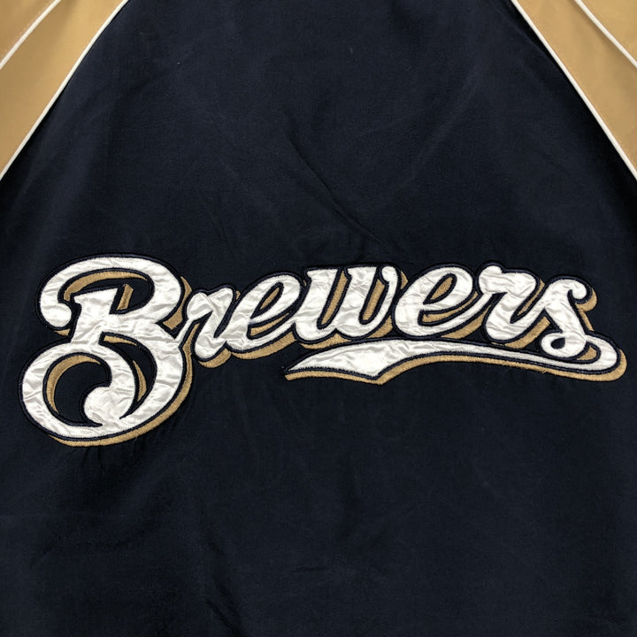 GENUINE MERCHANDISE MLB Milwaukee Brewers V-neck Warm-up Pullover (Men's XXL equivalent) polyester navy blue type Vintage Second Hand