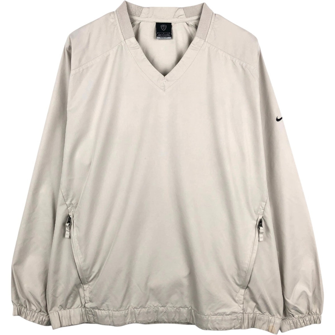 Nike Golf V-neck warm-up pullover, men's size L polyester Beige type Vintage Second Hand