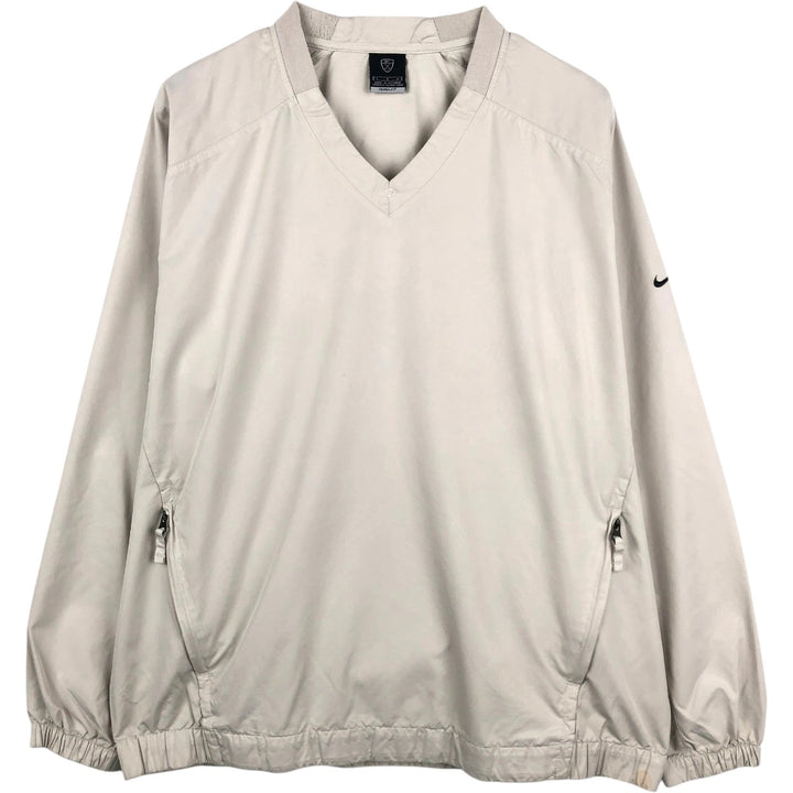 Nike Golf V-neck warm-up pullover, men's size L polyester Beige type Vintage Second Hand