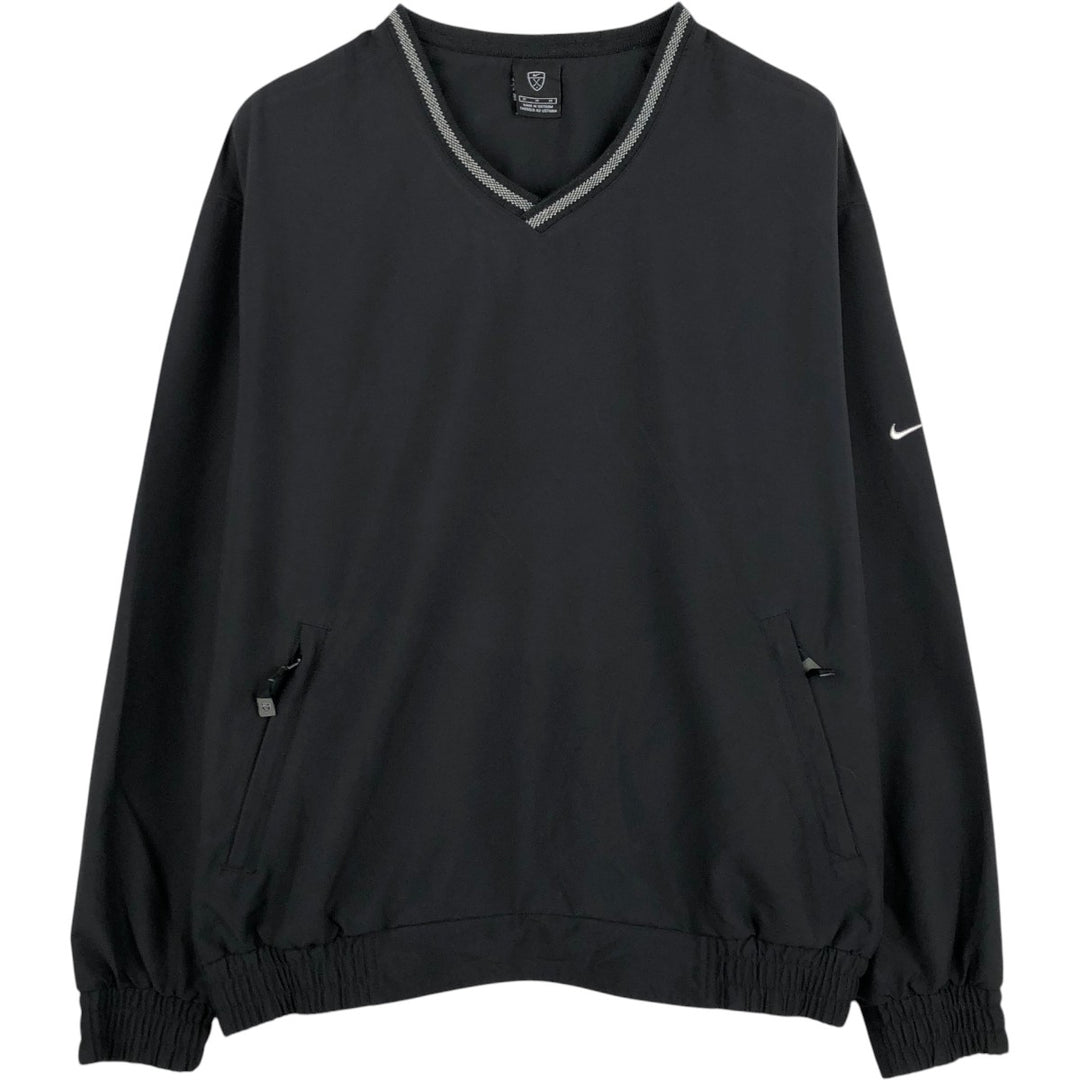 Nike Golf V-neck warm-up pullover, men's size M polyester black type Vintage Second Hand