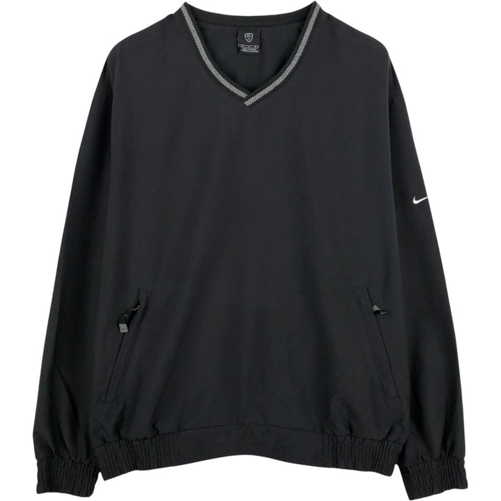 Nike Golf V-neck warm-up pullover, men's size M polyester black type Vintage Second Hand