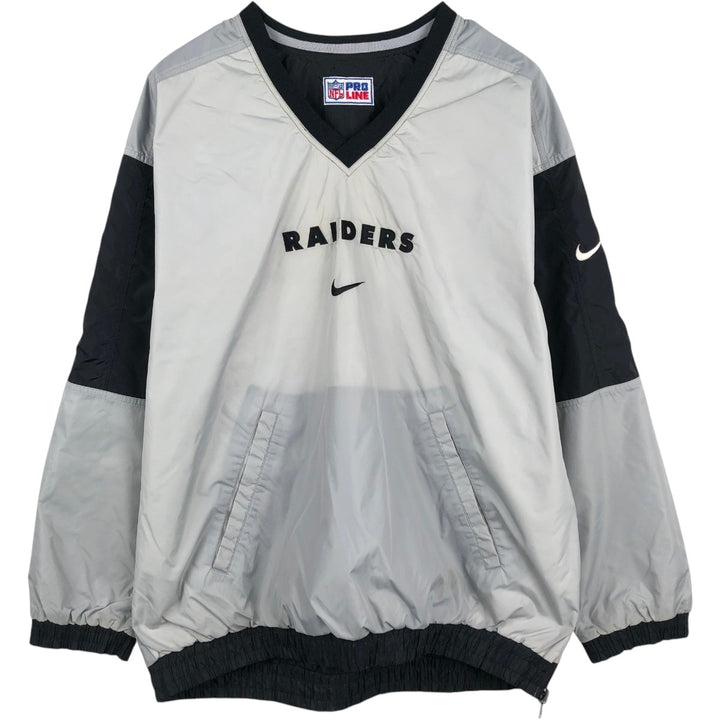 90s-era Nike NFL Las Vegas Raiders Reversible V-Neck Nylon Pullover, Men's XXL equivalent, Vintage Nylon gray type Vintage Second Hand