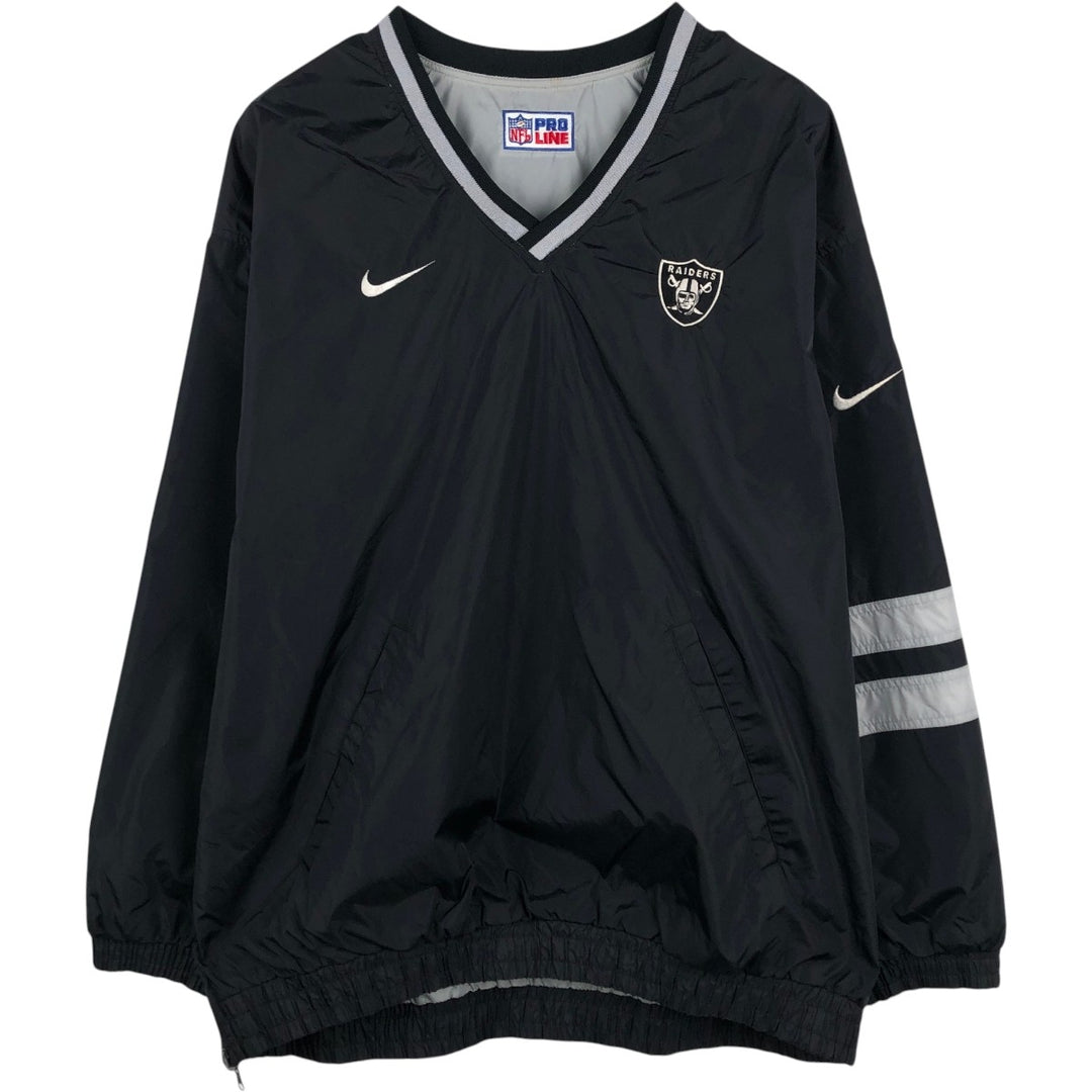 90s-era Nike NFL Las Vegas Raiders Reversible V-Neck Nylon Pullover, Men's XXL equivalent, Vintage Nylon gray type Vintage Second Hand