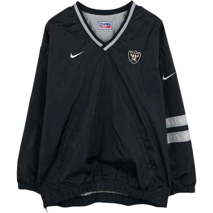 90s-era Nike NFL Las Vegas Raiders Reversible V-Neck Nylon Pullover, Men's XXL equivalent, Vintage Nylon gray type Vintage Second Hand