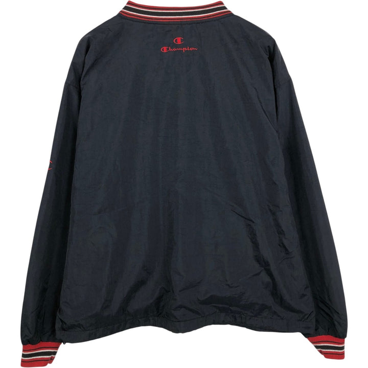 90'S Champion V-neck nylon pullover, men's size XL equivalent, vintage. Nylon black type Vintage Second Hand