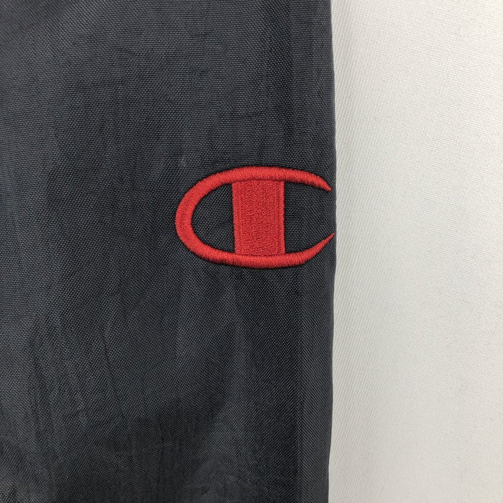 90'S Champion V-neck nylon pullover, men's size XL equivalent, vintage. Nylon black type Vintage Second Hand
