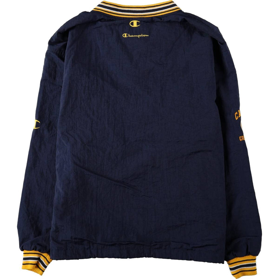 90'S Champion V-neck College Nylon Pullover, Men's Size L (approx.), Vintage Nylon navy blue type Vintage Second Hand